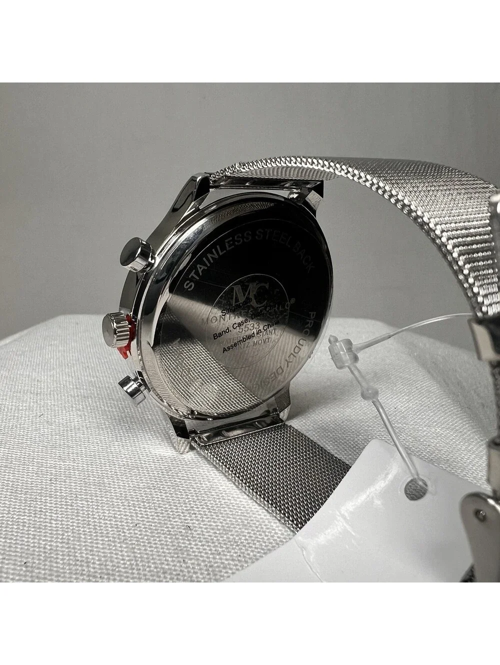 46mm Montres Carlo Men's Sport Fashion Luxury Analog Metal Mesh Band Dress Watch